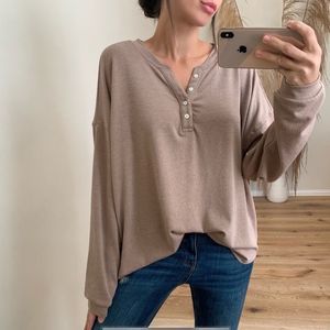Charlie Relaxed Henley Mocha Large